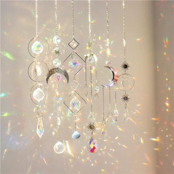 6Pieces Crystal Suncatchers for Window Hanging Sun Catcher with Chain Rainbow - Picture 1 of 7